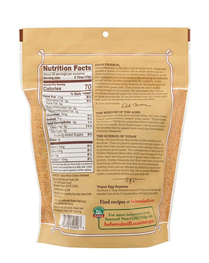 bobs red mill organic golden fiaxseed meal pack