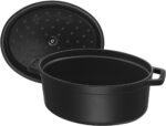 staub cocotte two handle pot black