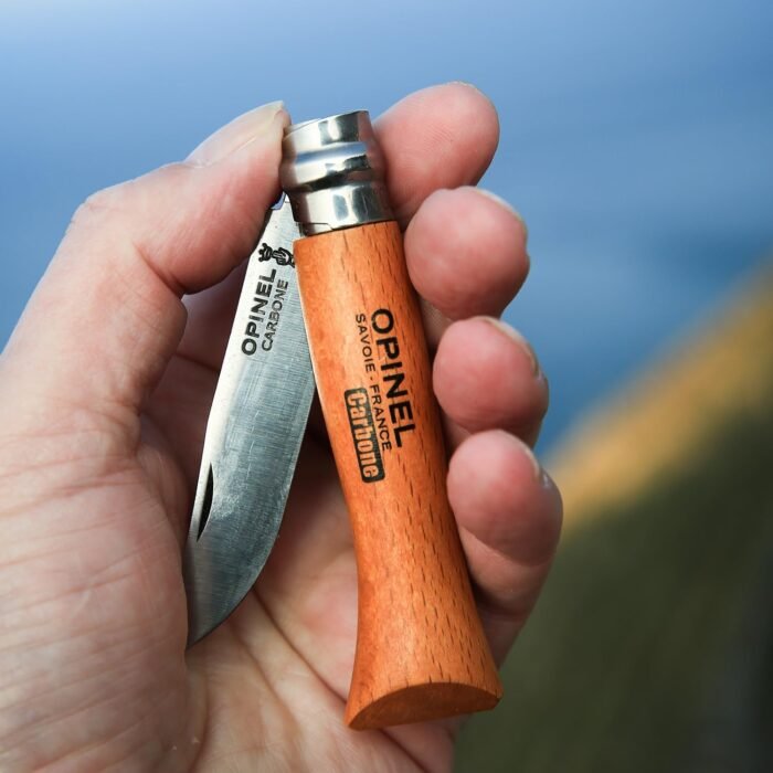 opinel no carbon steel pocket knife beechwood handle