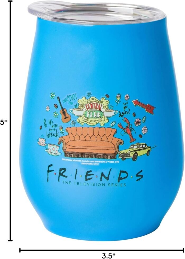 friends multi doodle icons tumbler with lid