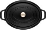 staub cocotte two handle pot black