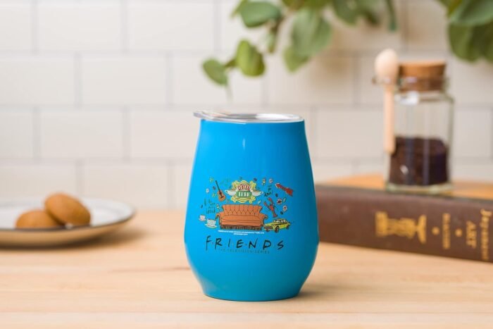 friends multi doodle icons tumbler with lid