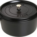 staub 9 qt round cast iron cocotte black mattle
