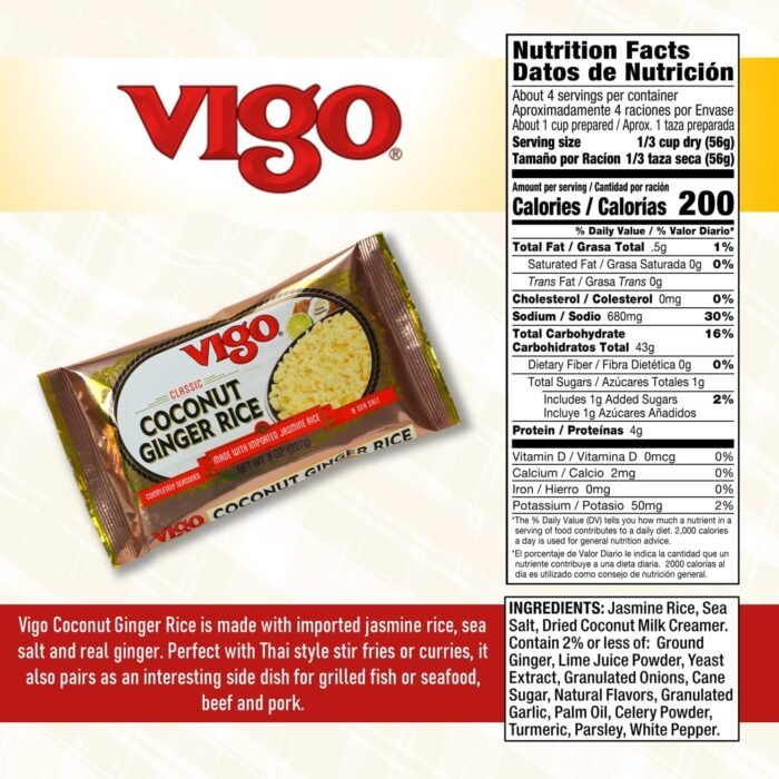 vigo authentic coconut ginger rice pack