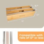 2 in 1 bamboo wrap dispenser with cutter for 12 inch rolls