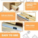 2 in 1 bamboo wrap dispenser with cutter for 12 inch rolls