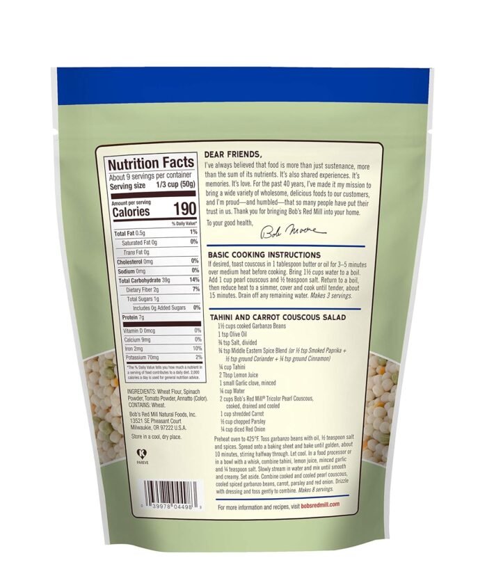 bobs red mill tri color pearl couscous pack