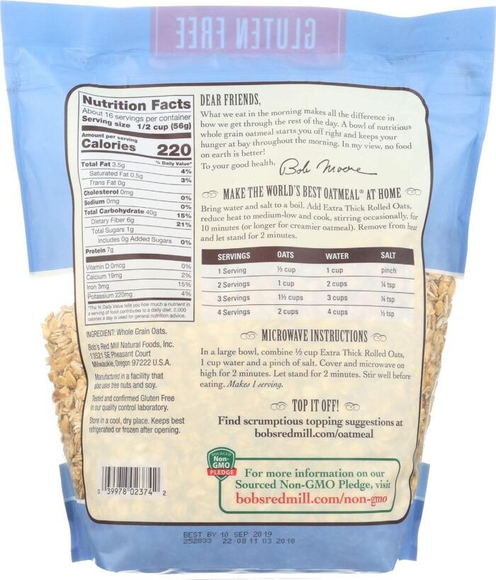 bobs red mill gluten free extra thick rolled oats