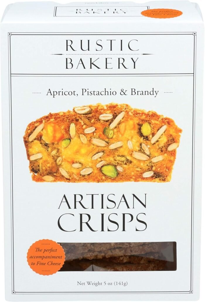 rustic bakery apricot pistachio & brandy crisps pack
