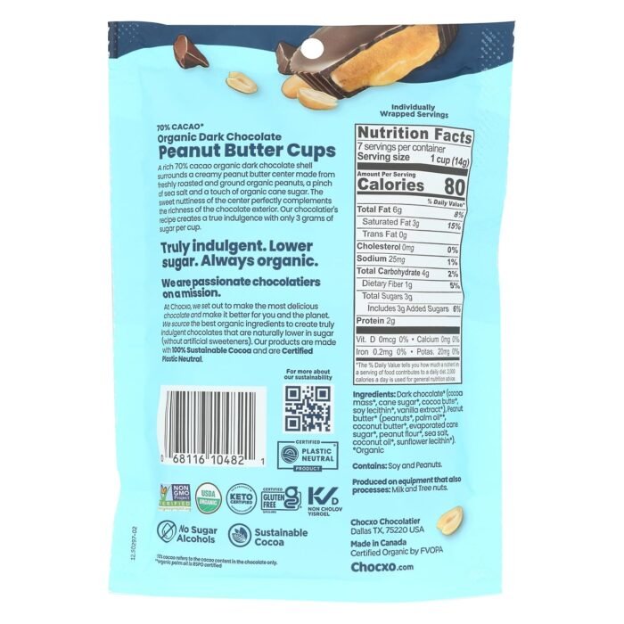 chocxo dark chocolate peanut butter cups pack
