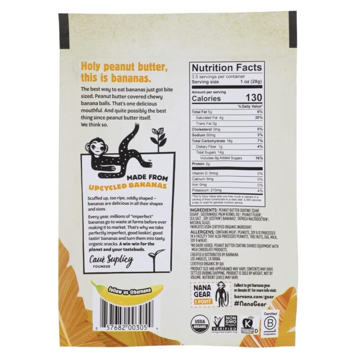 barnana peanut butter dipped banana bites pack