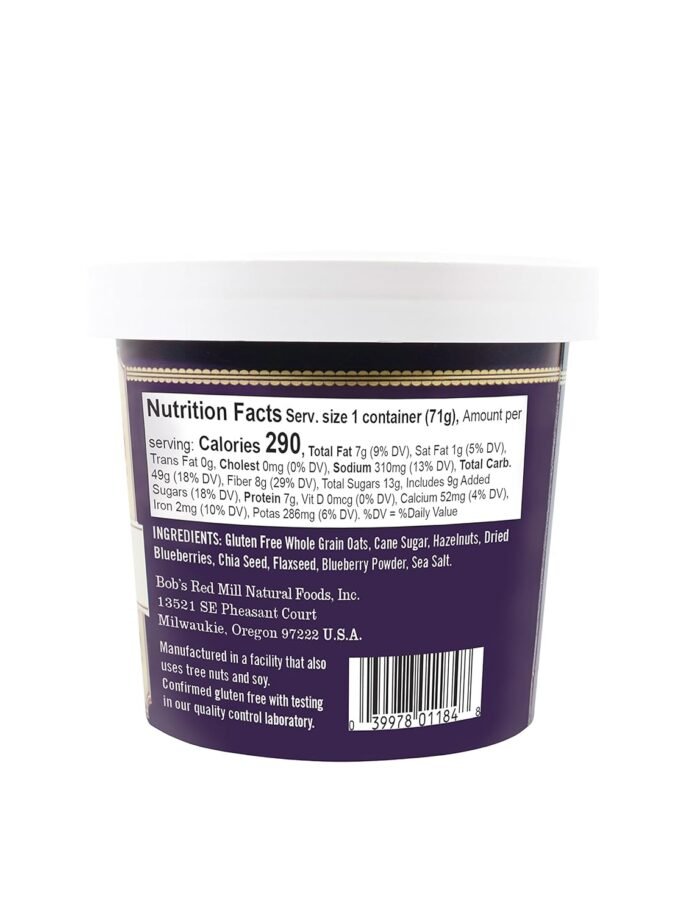 bobs red mill blueberry hazelnut oatmeal cup