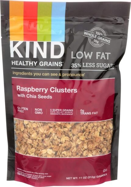 kind healthy grains raspberry clusters pack