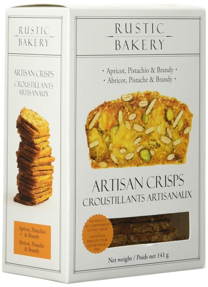 rustic bakery apricot pistachio & brandy crisps pack