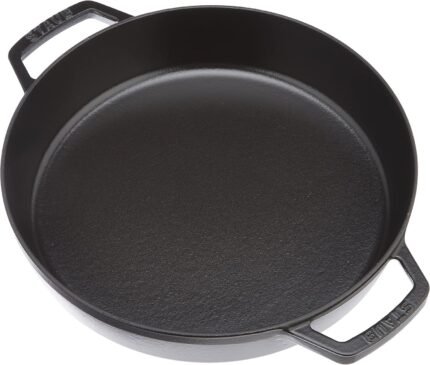 staub 10.2 double handle cast iron skillet