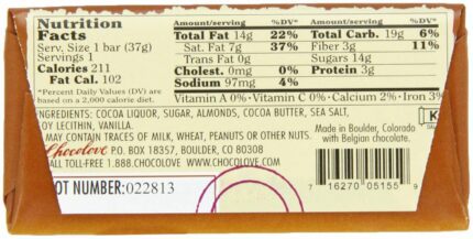 chocolove almonds & sea salt in dark chocolate