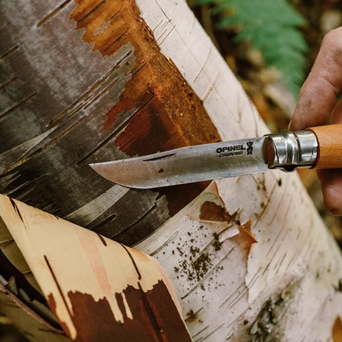 opinel no carbon steel pocket knife beechwood handle