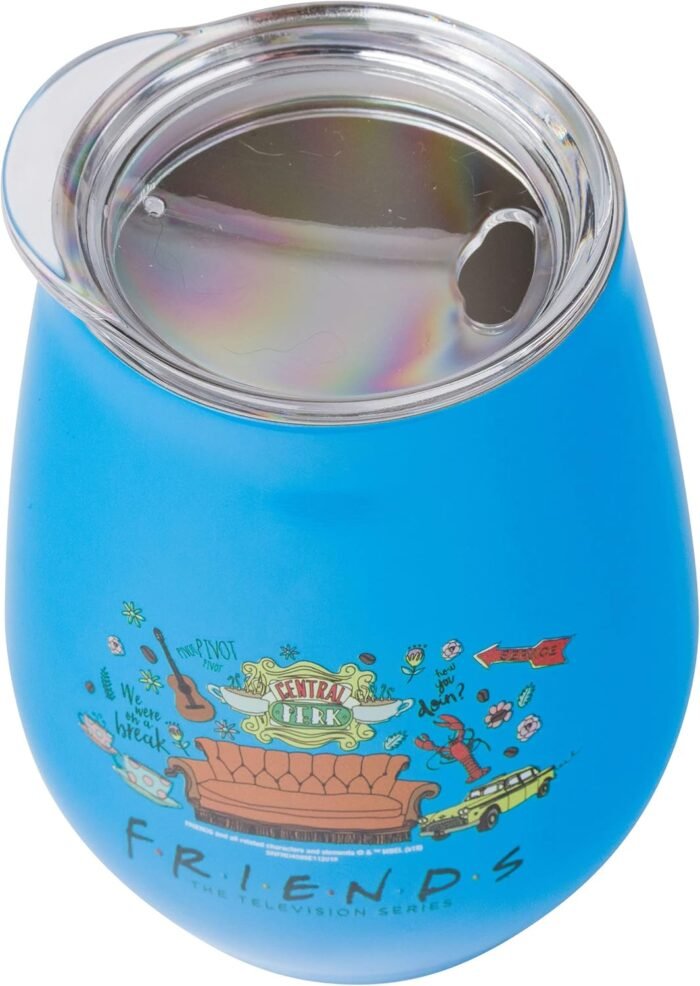 friends multi doodle icons tumbler with lid
