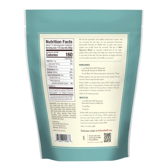 bobs red mill buttermik pancake & waffle mix pack
