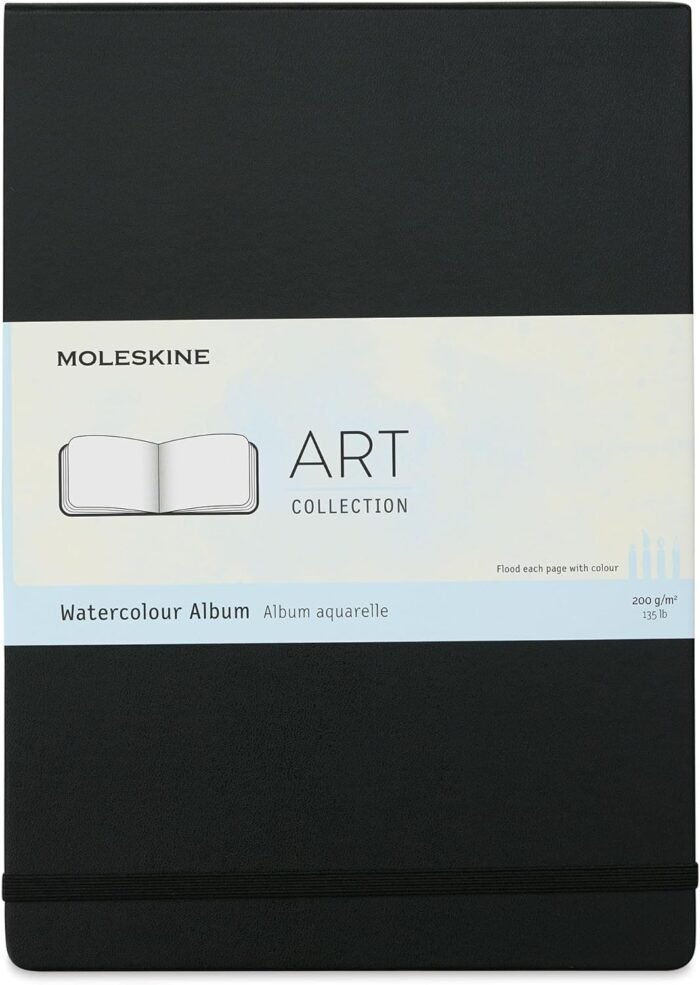 moleskine art watercolor album plain black 60 pages