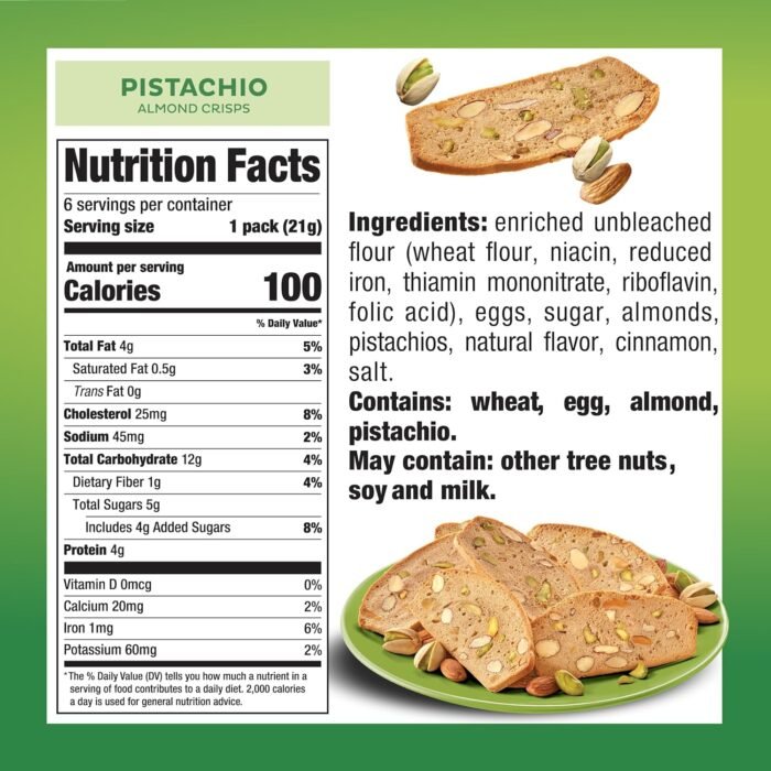 nonni's thin addictives pistachio almond crisps pack