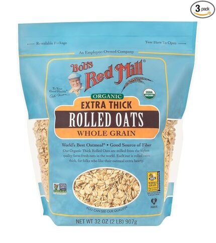 bobs red mill organic extra thick rolled oats pack