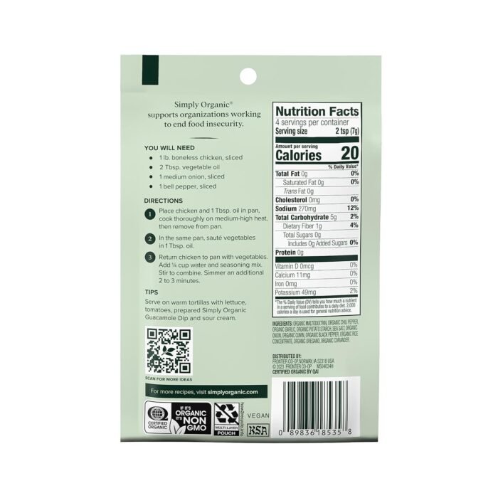 simply organic fajita seasoning pack