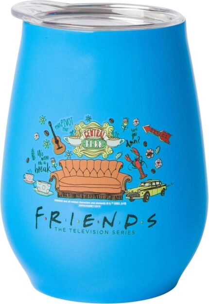 friends multi doodle icons tumbler with lid