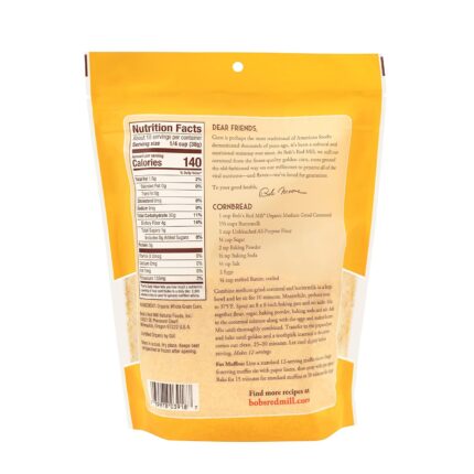 bob's red mill organic medium cornmeal pack