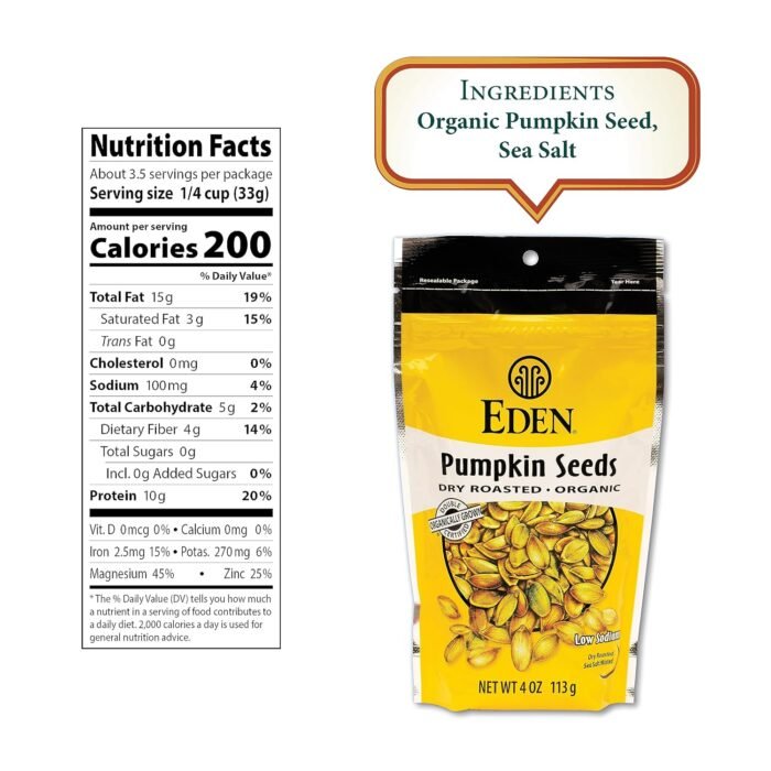 eden organic pumpkin seeds dry roasted pack