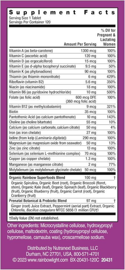 rainbow light high potency prenatal multivitamin