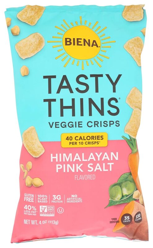 biena tasty thins veggie crisps pack