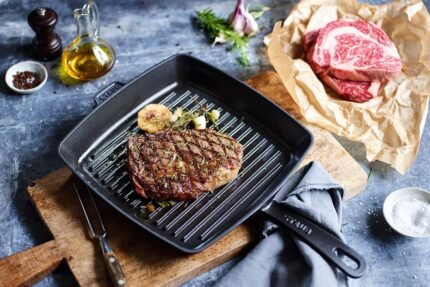 staub american grill pan cast iron black