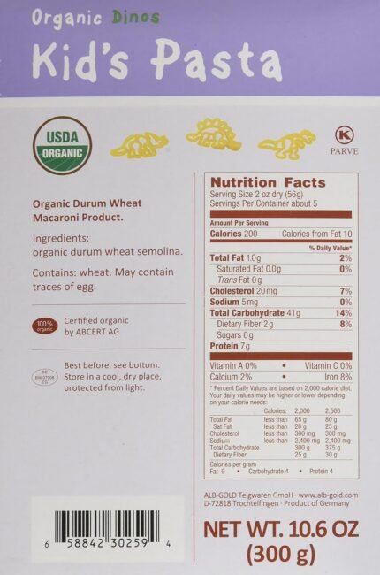 organic dinosaur shape kid's pasta pack