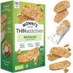 nonni's thin addictives pistachio almond crisps pack