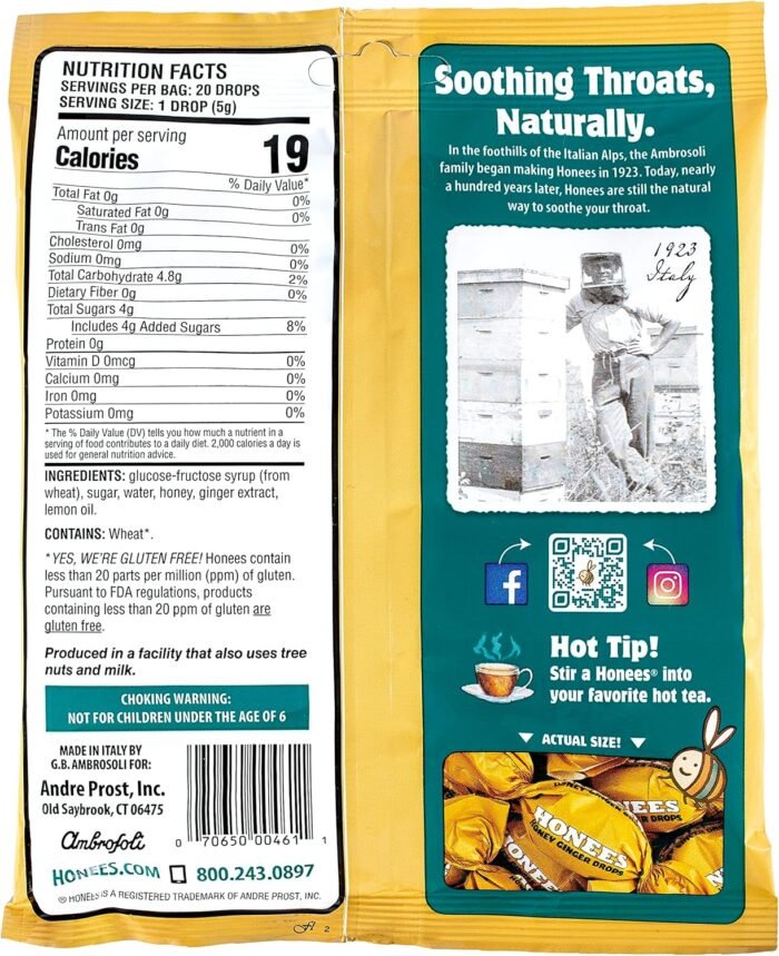 honees honey ginger drops pack