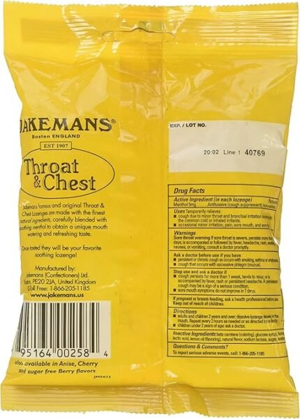 jakemans honey lemon menthol throat lozenges pack