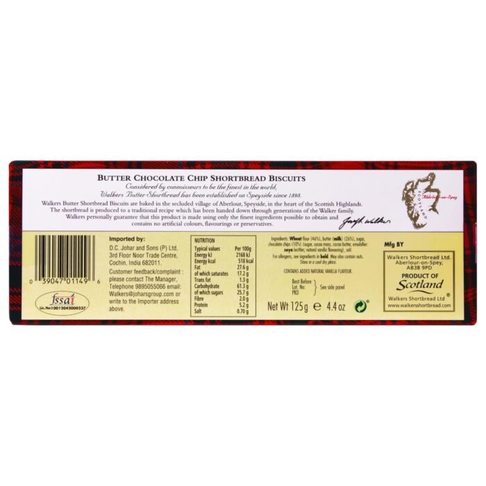 walkers chocolate chip shortbread biscuits pack