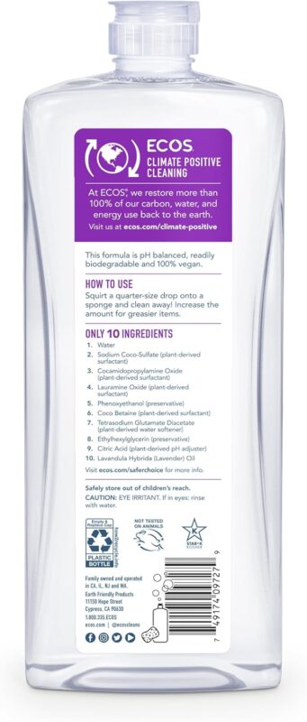 ecos dish liquid with lavender
