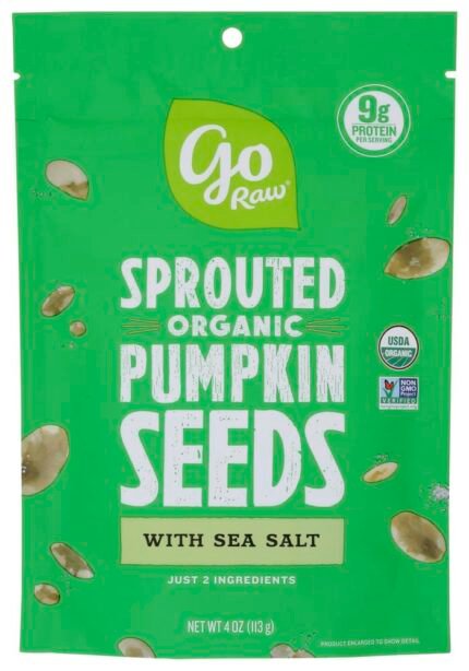 go raw sprouted pumpkin seeds with sea salt pack