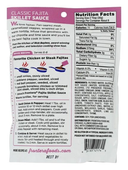 frontera fajita skillet sauce pack