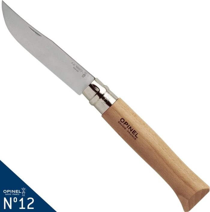 opinel no 12 stainless steel pocket knife beechwood