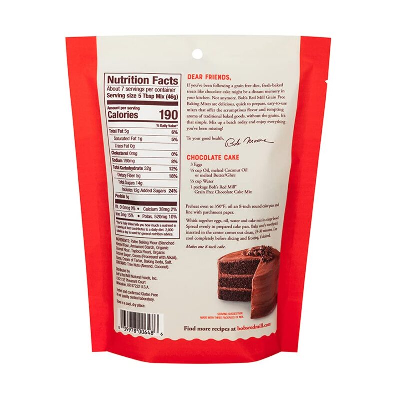 bobs red mill grain free chocolate cake mix pack