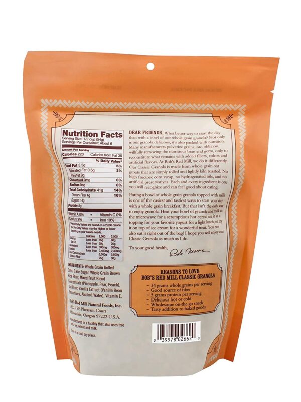 bobs red mill classic granola lightly sweetened pack