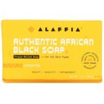 ALAFFIA Unscented Authentic African Black Soap, 5 Oz