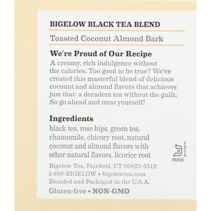 bigelow toasted coconut almond bark black tea pack