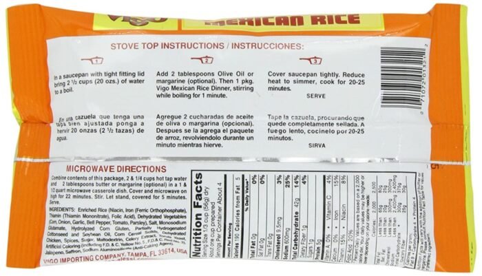 vigo authentic mexican rice with corn pack