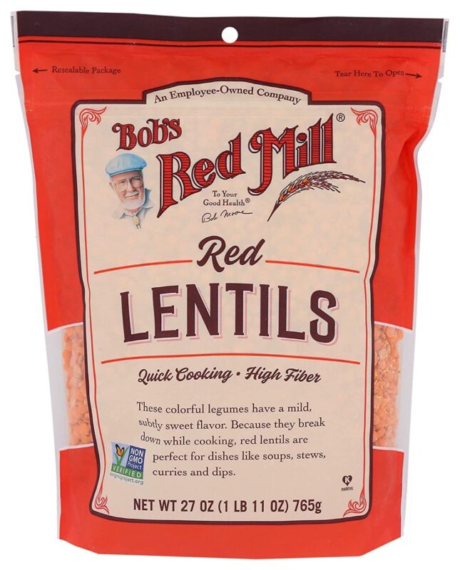 bobs red mill red lentil beans pack