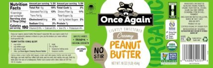once again organic creamy peanut butter