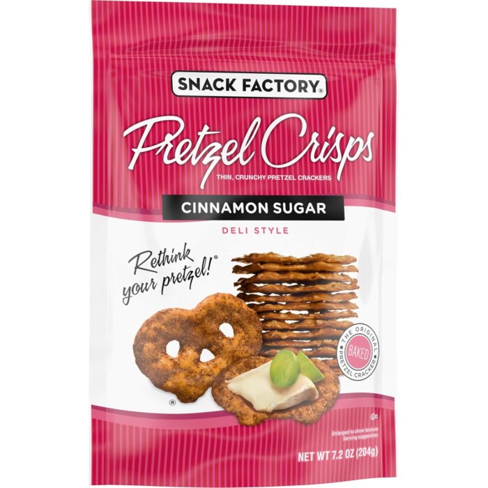 snack factory pretzel crisps cinnamon sugar pack